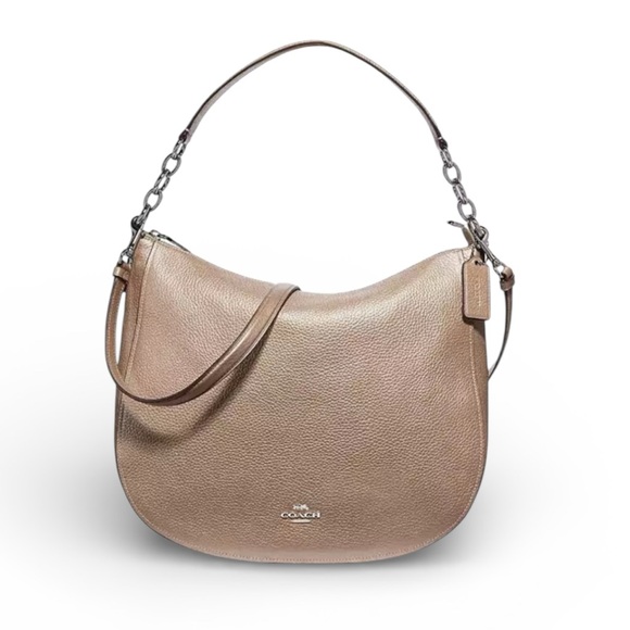 Coach Handbags - COACH Elle Pebbled Leather Hobo Bag in metallic rose gold